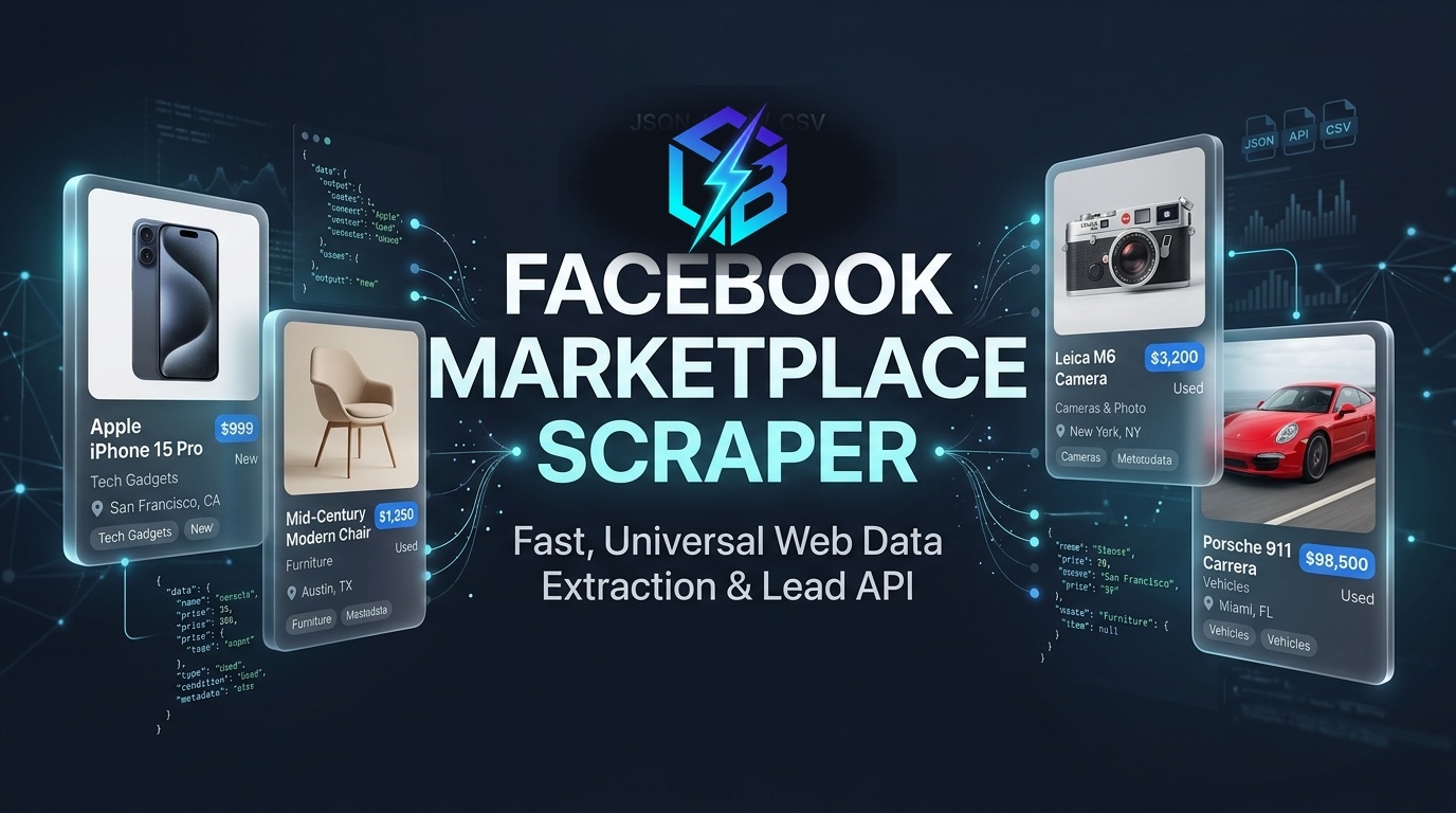 Facebook Marketplace Scraper — Bypass 1K Limit, 40+ Fields Banner - UnitBytes Enterprise Web Data Engine